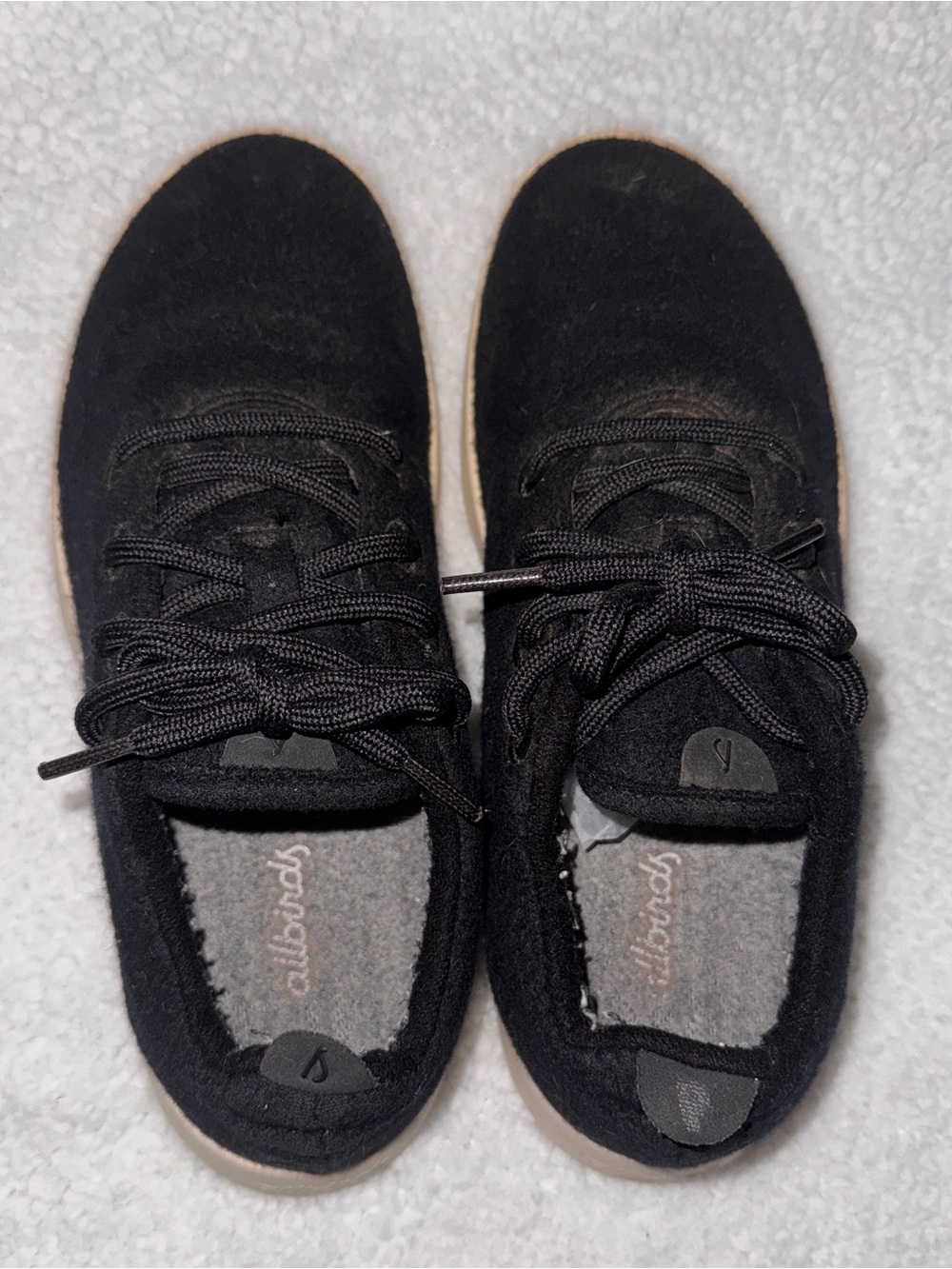 allbirds Black Wool Sneakers with Light Natural Sole